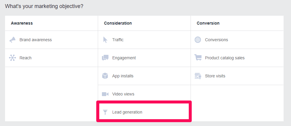 create lead gen ad for retargeting 