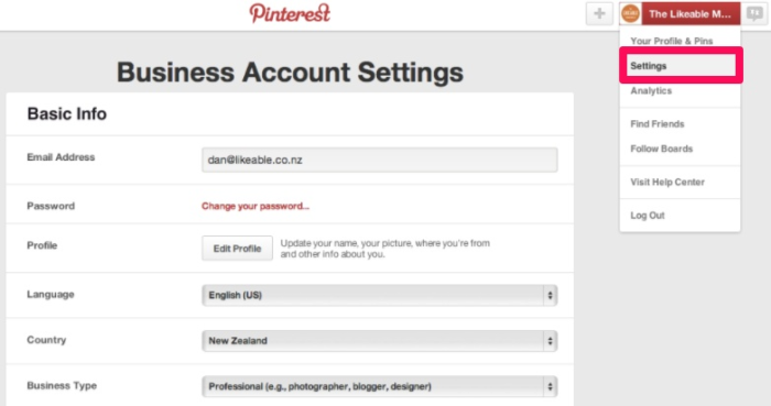 verificar en redes sociales captura de pantalla de Pinterest