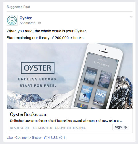 rab oyster facebook news feed ad
