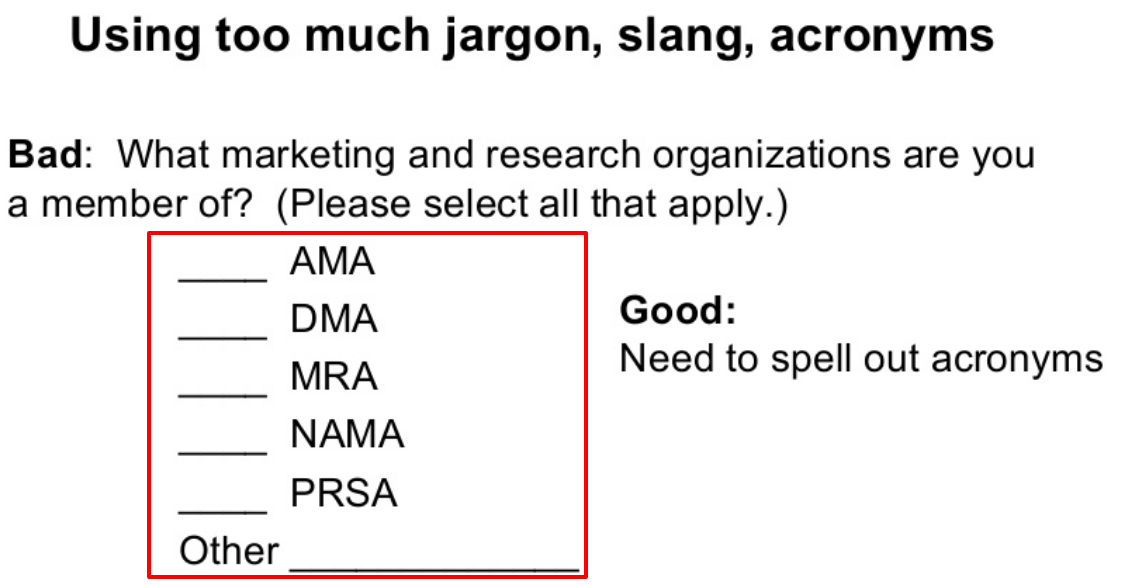 survey jargon