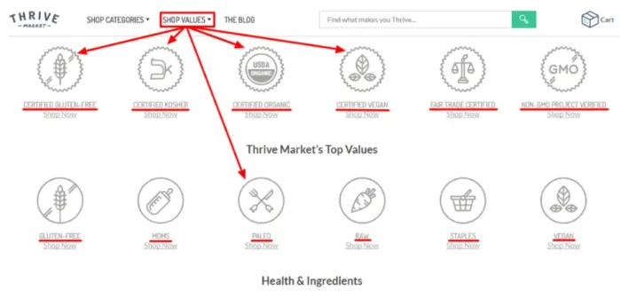 Thrive's landing page.