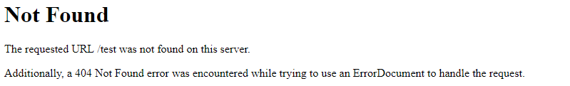 404 not found error was encountered while trying to use an errordocument to handle the request.