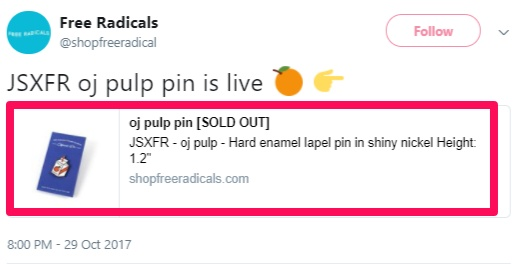 twitter for SEO example of posting a product 