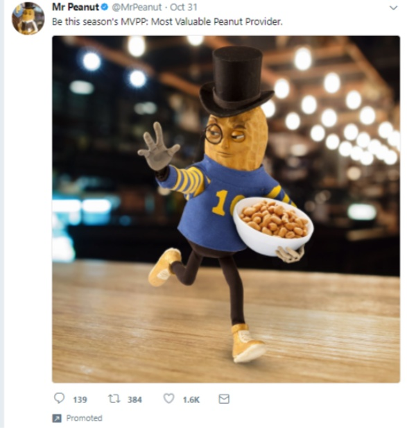 twitter for SEO tips use images example mr Peanut 