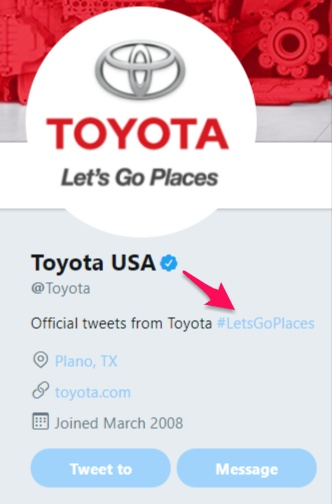 twitter trending, twitter SEO toyota letsgoplaces example 