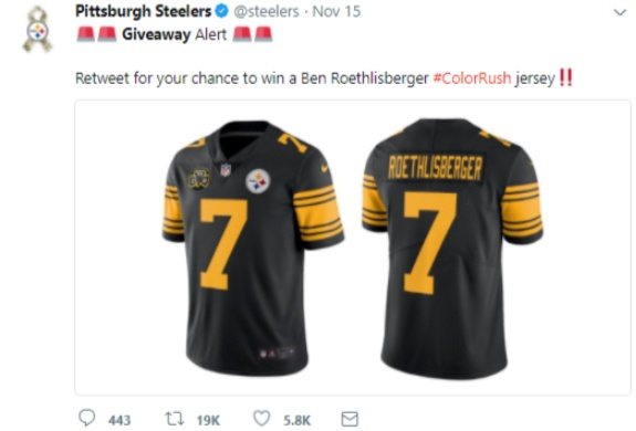 twitter for SEO giveaway example Pittsburgh steelers 
