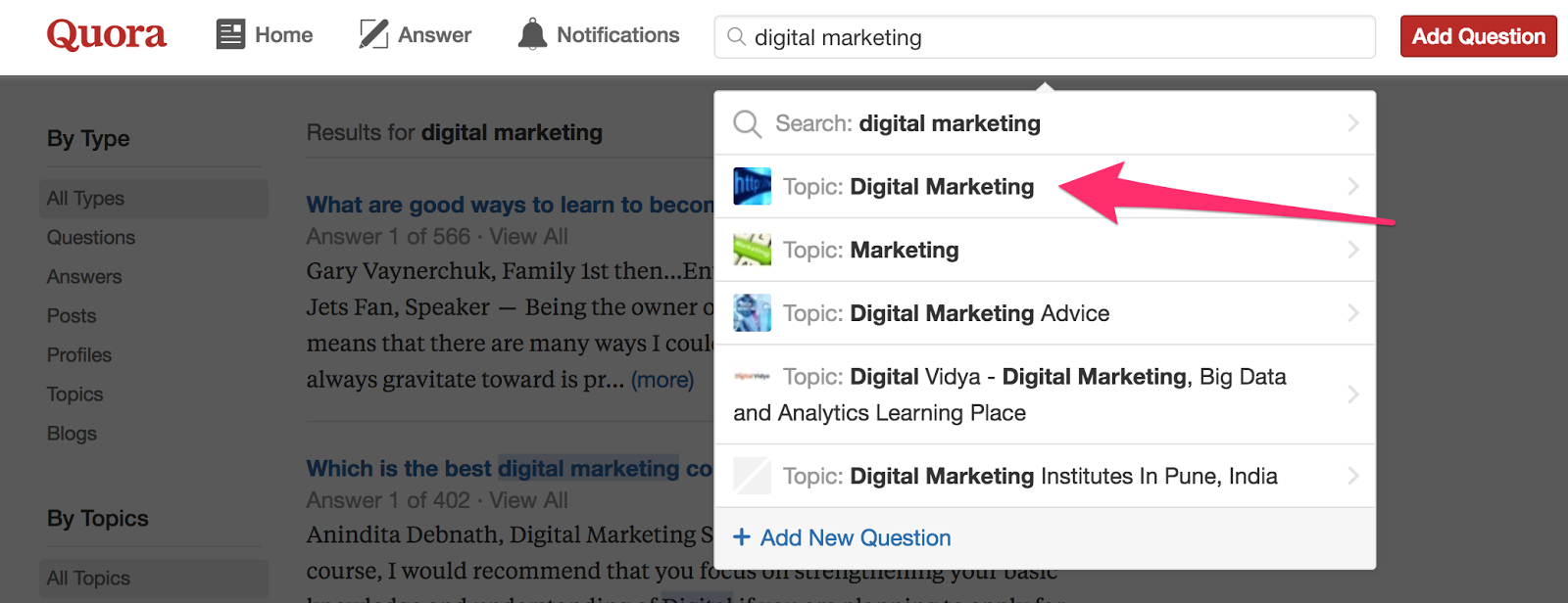 Search digital marketing Quora for lead gen
