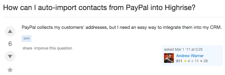 crm How can I auto import contacts from PayPal into Highrise Web Applications Stack Exchange
