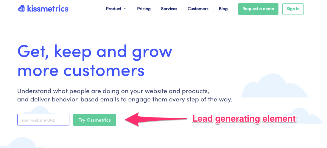 Example landing page to improve funnel conversions