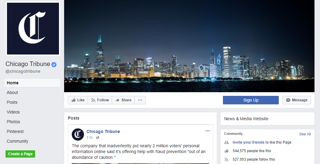 facebook page chicago tribune