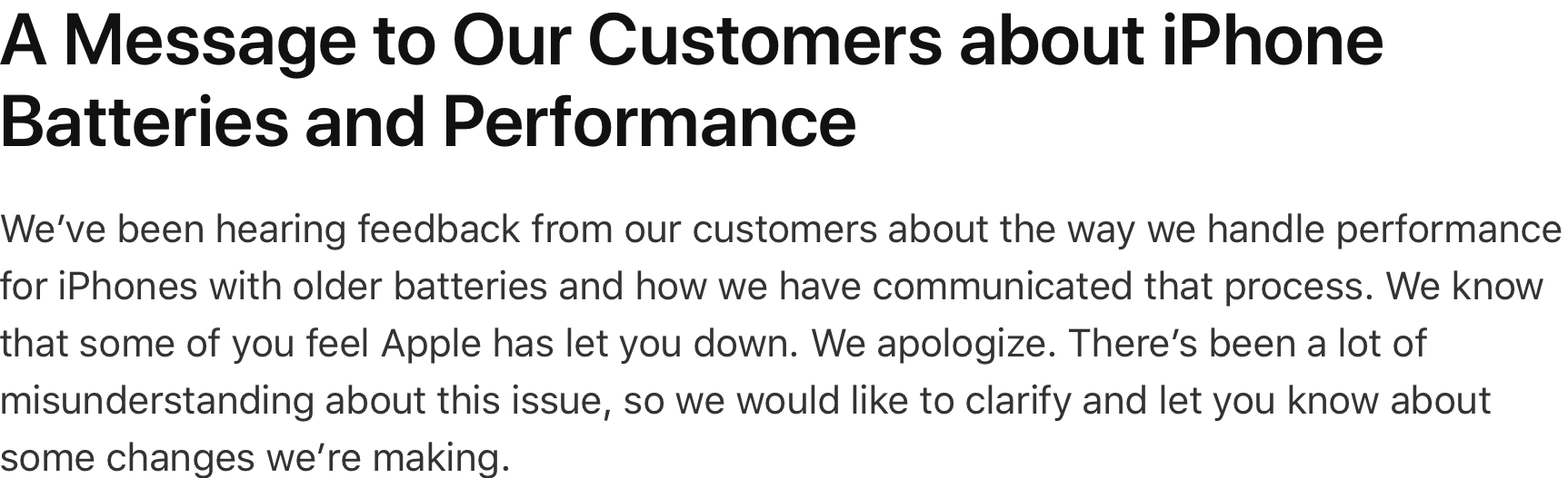 apple message to customers