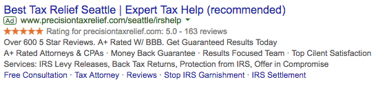 best tax relief seattle adwords