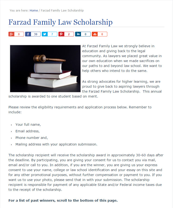 create a scholarship page