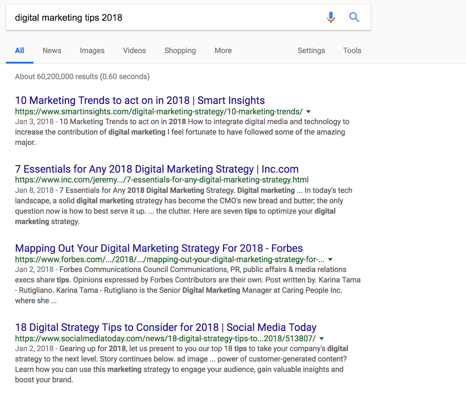 digital marketing tips 2018 Google Search
