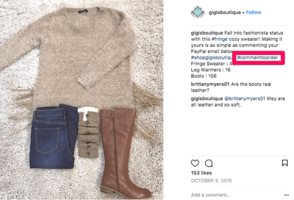 exemplo gigi boutique para compras no instagram