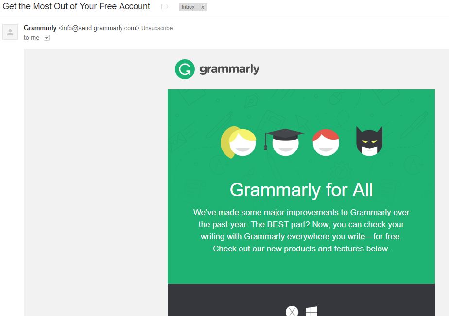 grammarly free account onboarding email
