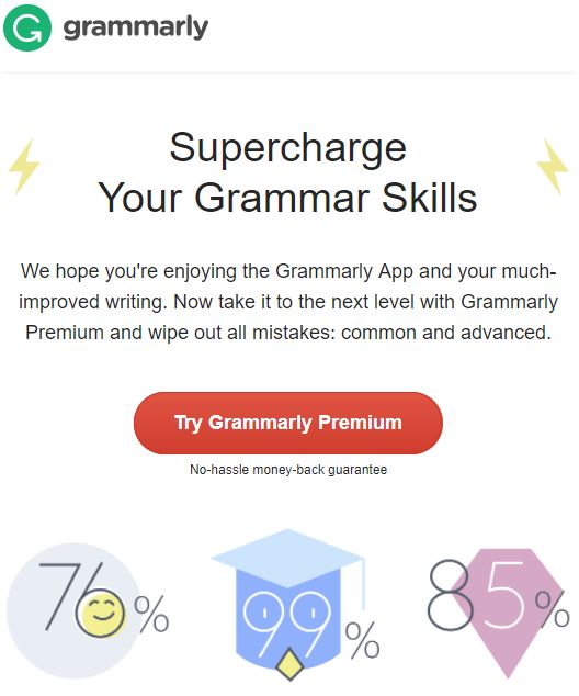 grammarly upselling email