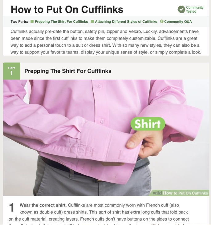 how to put on cufflinks wikihow