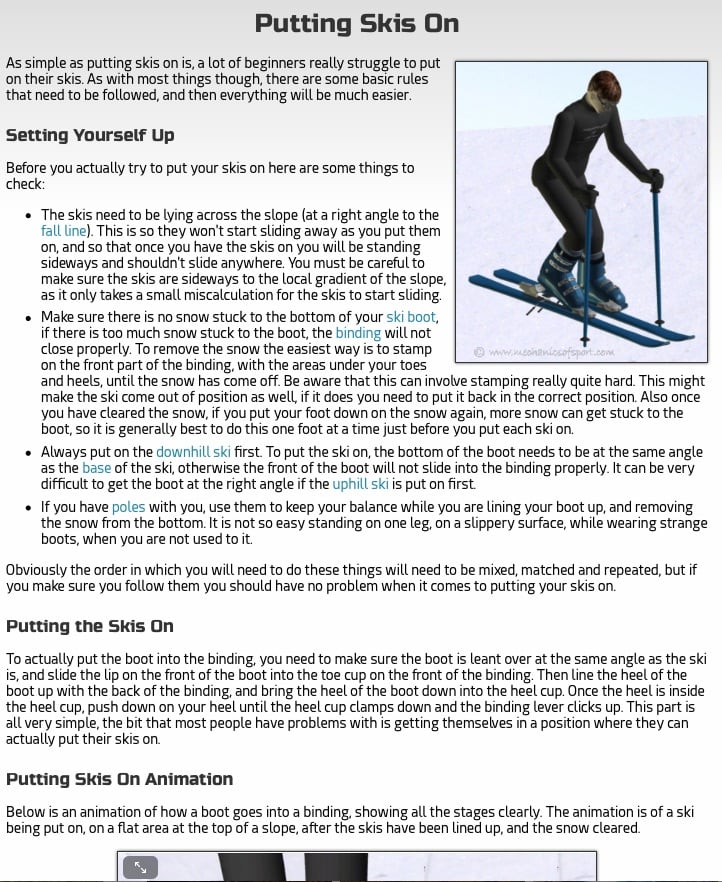 mechanics of sport putting skis on
