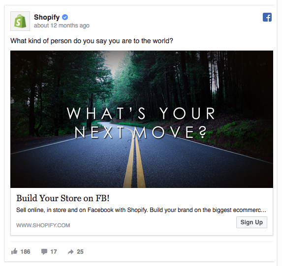 مثال إعلان Shopify لتسويق المحتوى