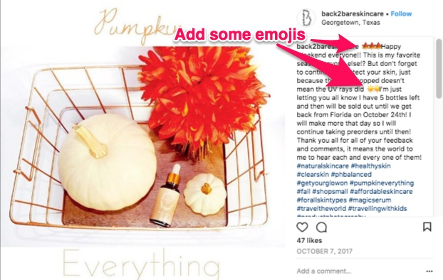 using emojis to help sell on Instagram