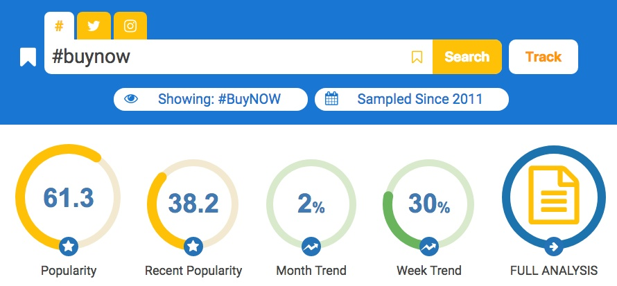 Hashtagiphy dashboard to find hashtags to use when you sell on Instagram