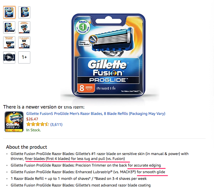 Amazon com Gillette Fusion ProGlide Manual Men s Razor Blade Refills 8 Count Mens Razors Blades Beauty