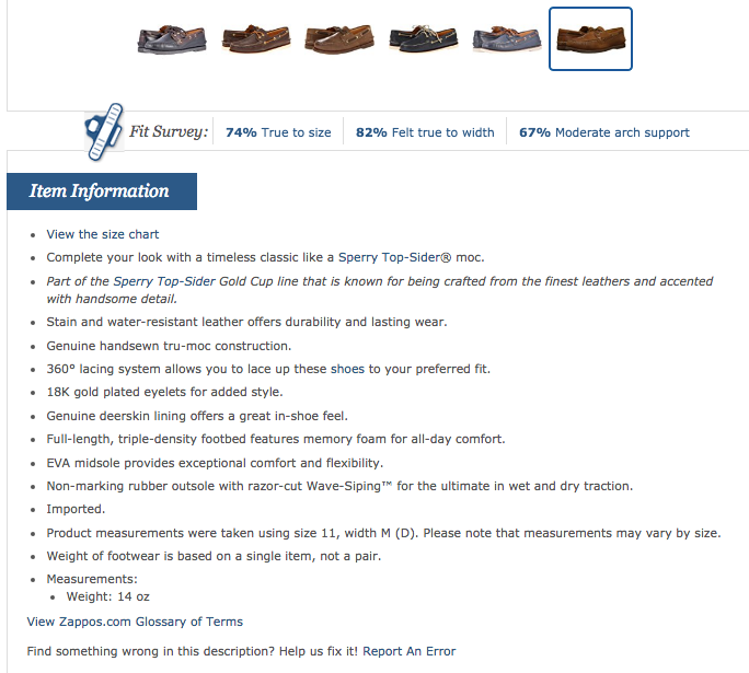 Sperry Gold A O 2 Eye at Zappos com