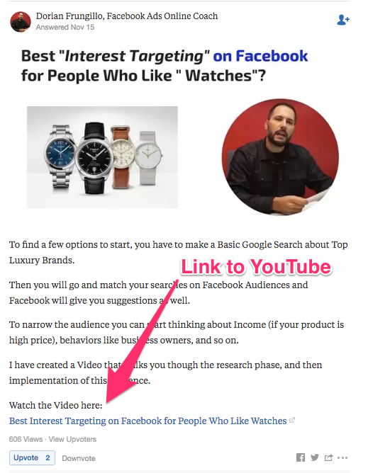 What are the best interests to use on Facebook ads for watches Quora
