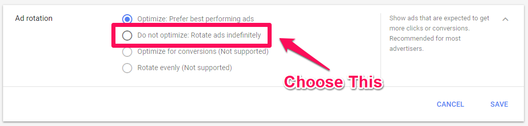 adwords ad rotation options