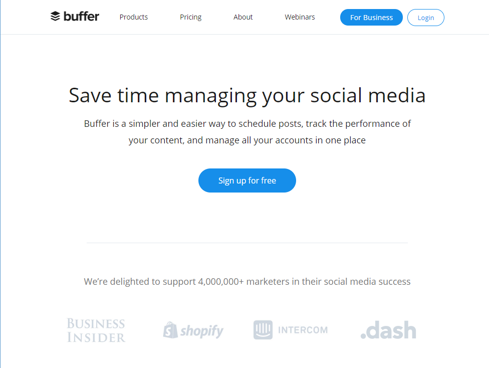 buffer homepage in 2018