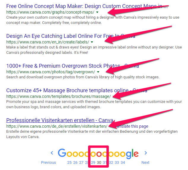 canva site search deep in google