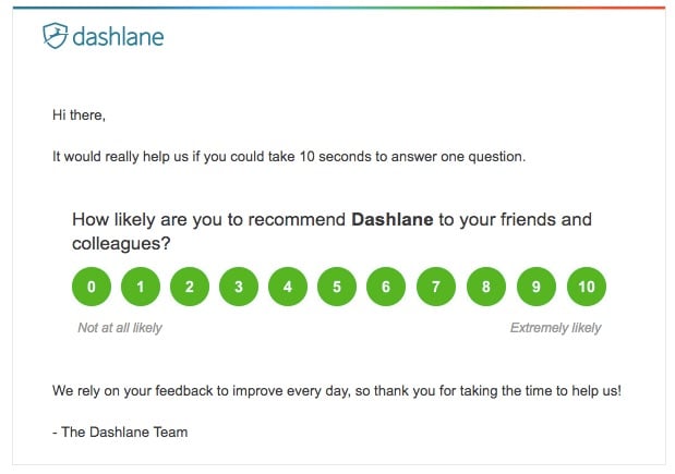 sondage sur l'expérience client de Dashlane