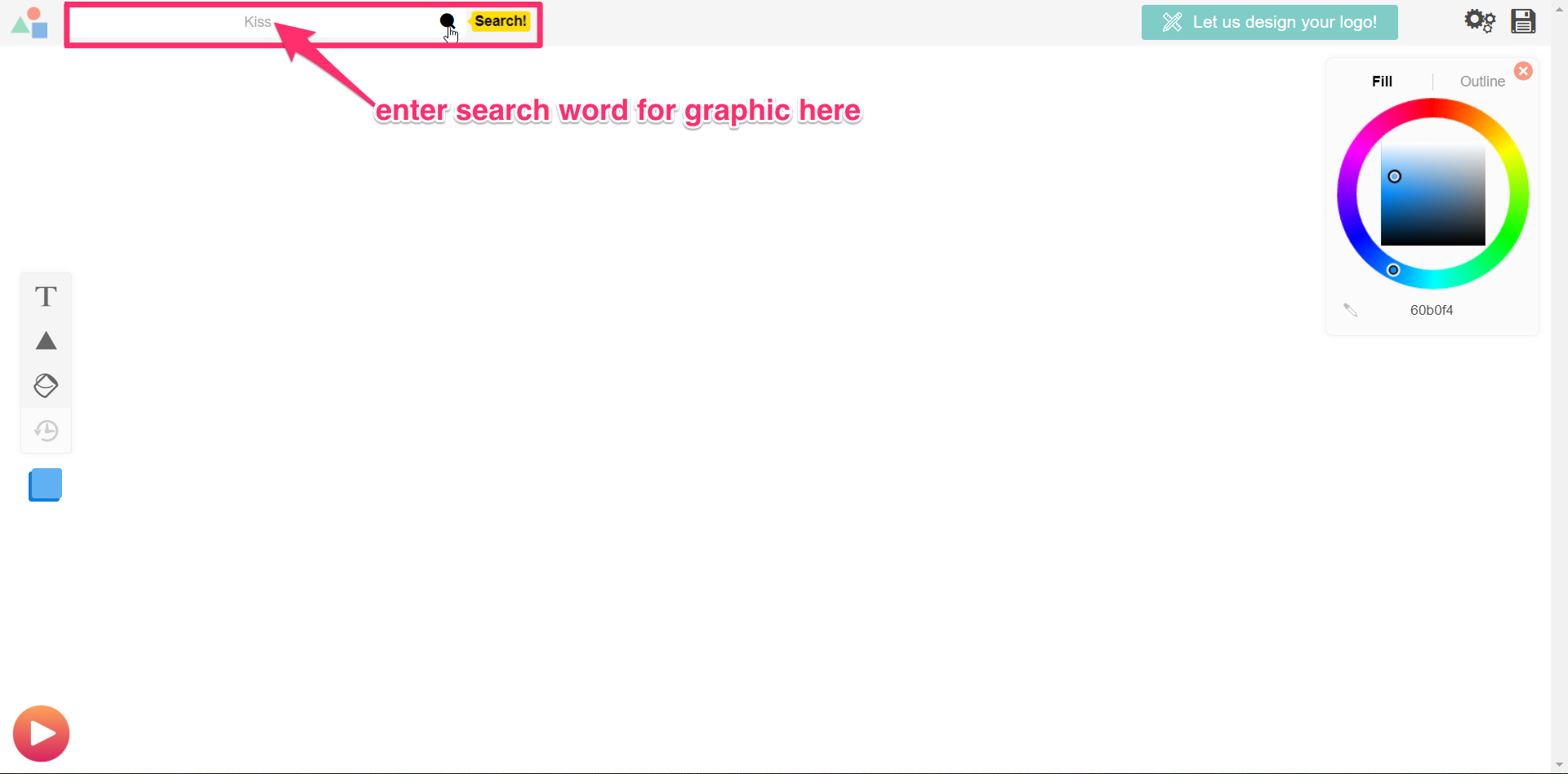 enter search word for graphic logomakr
