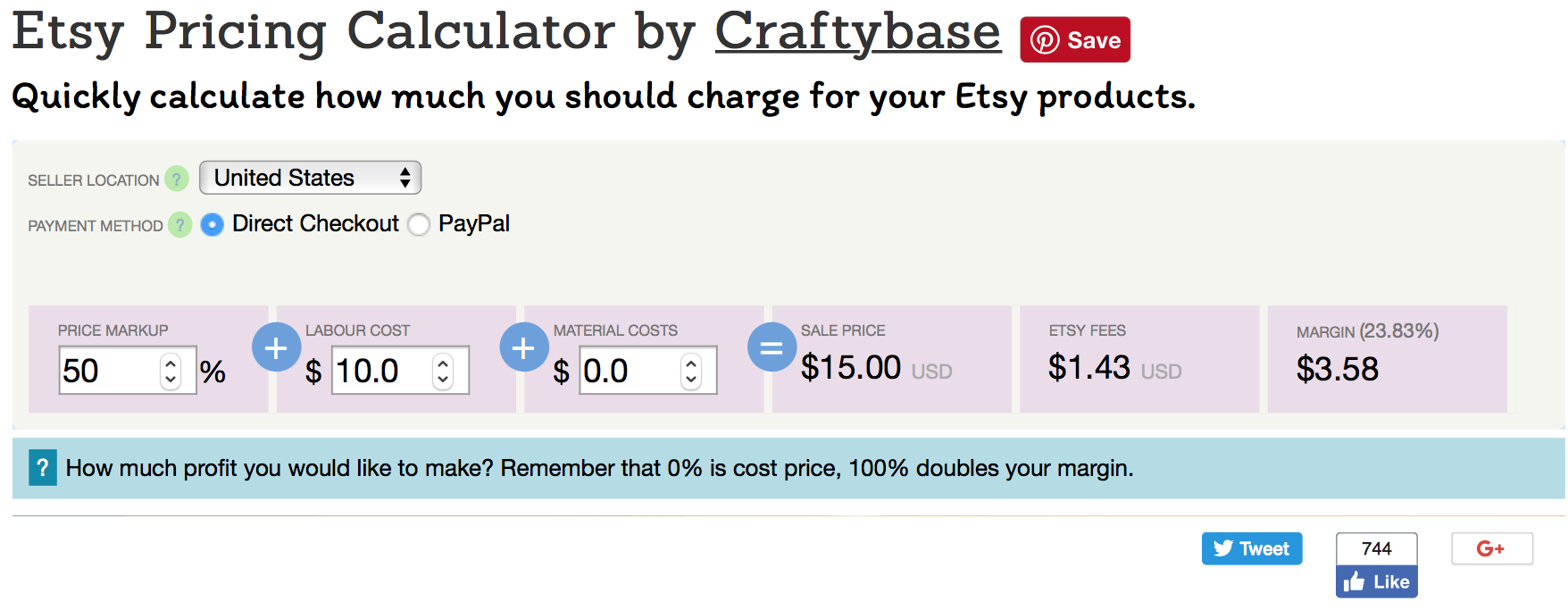 etsy pricing calculator