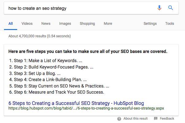 how to create an seo strategy Google Search