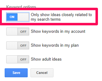 keyword options