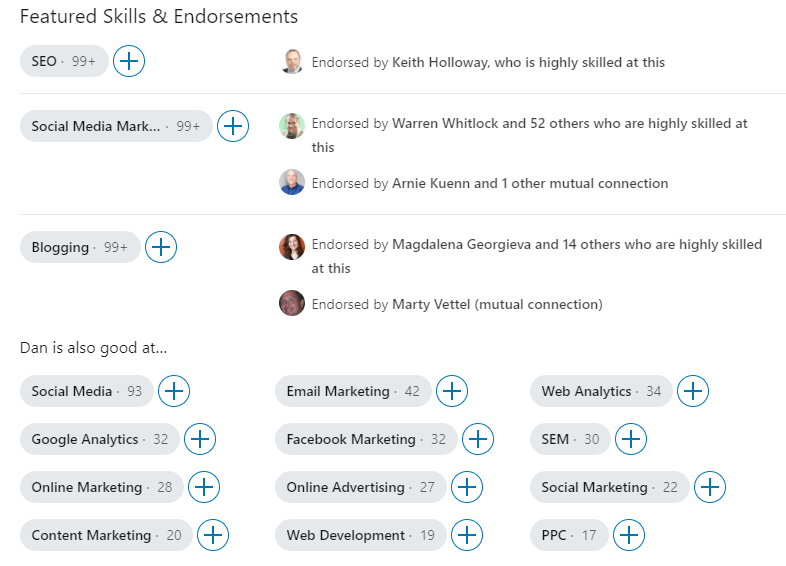 linkedin featured skills endorsements