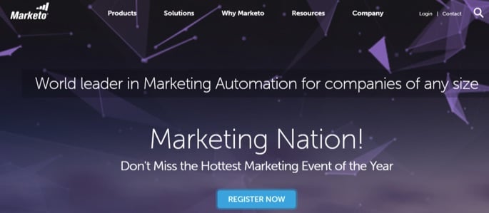marketo homepage in 2018
