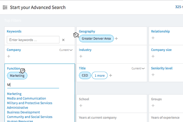 vvr linkedin sales navigator start advanced search
