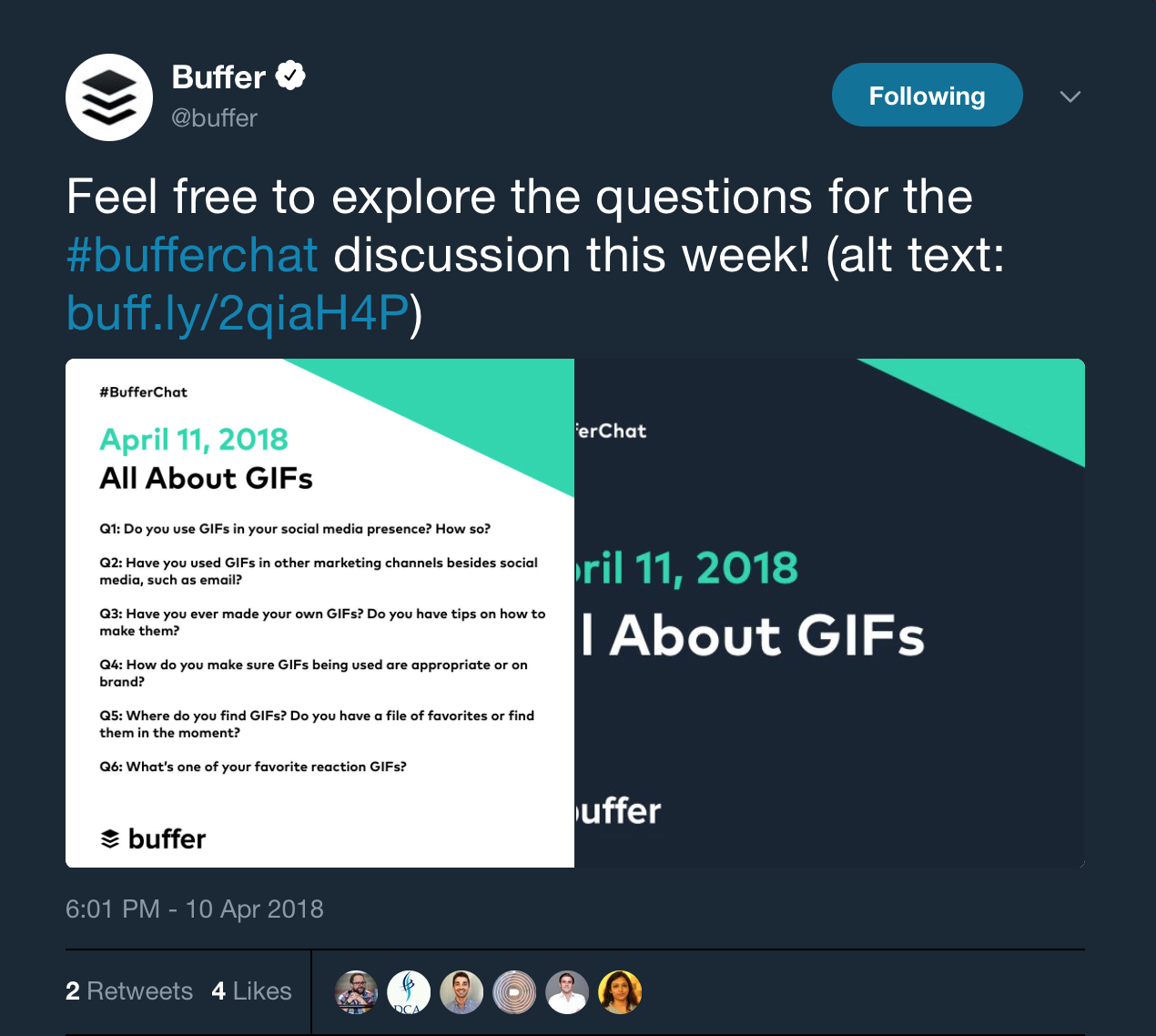 Buffer Chat Questions twitter followers guide