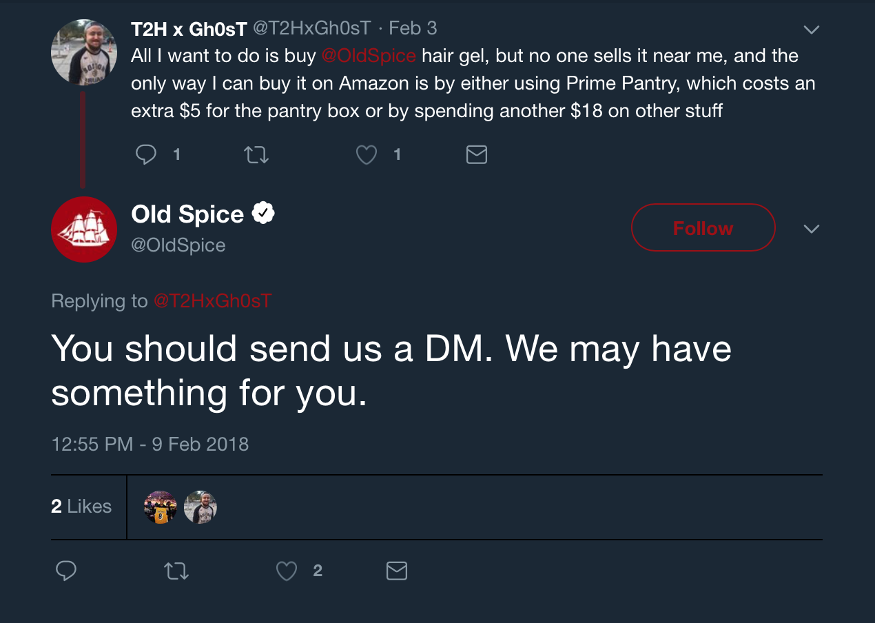 Old Spice reply twitter followers 