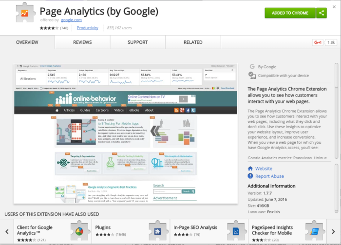 Page Analytics by Google for bounce rate 