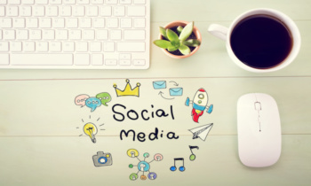 Social Media concept with workstation