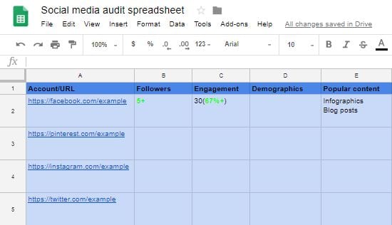 Updated spreadsheet