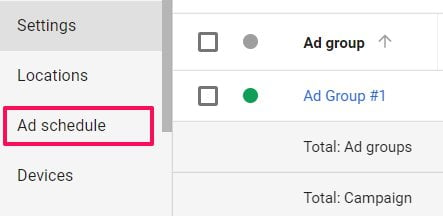 ad schedule adwords