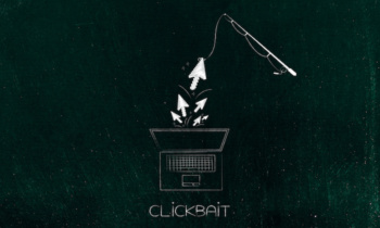 fishing rod catching mouse pointer out of a laptop, clickbait concept