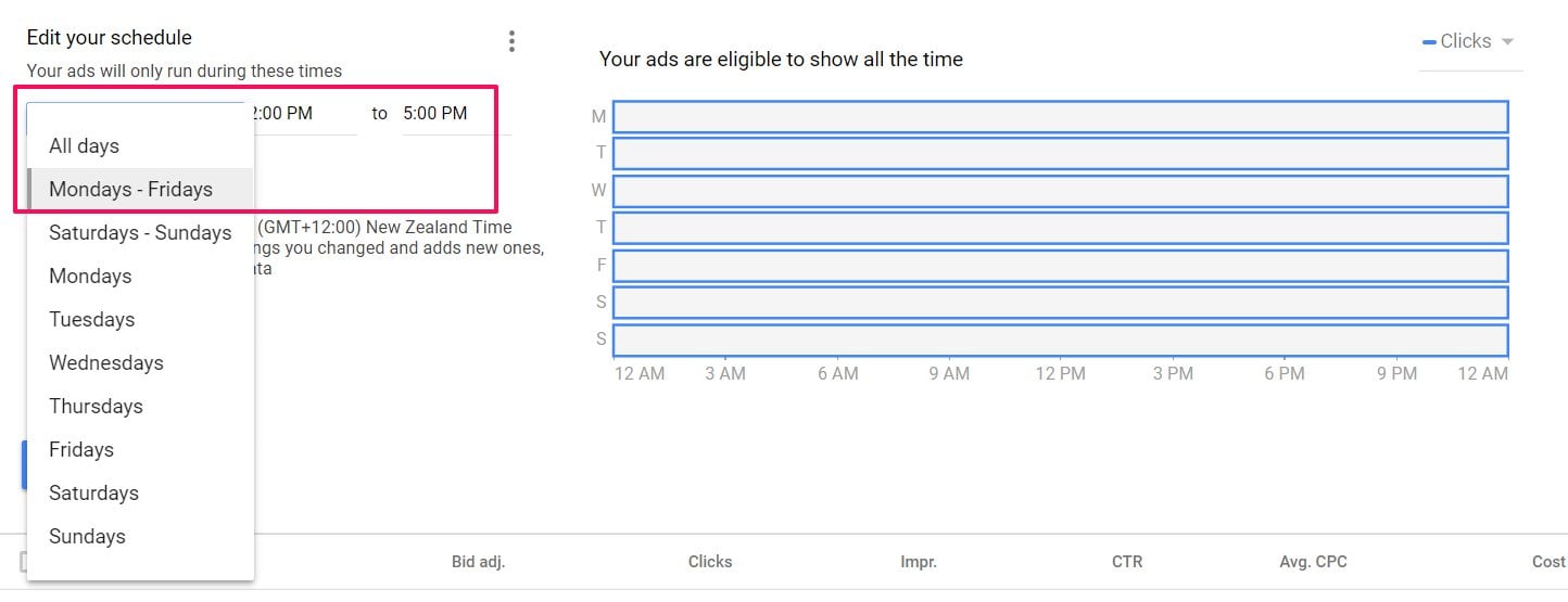 day adjustments in adwords