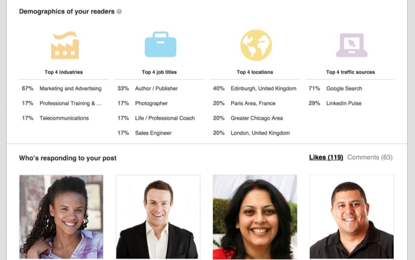 linkedin pulse demographics of your readers