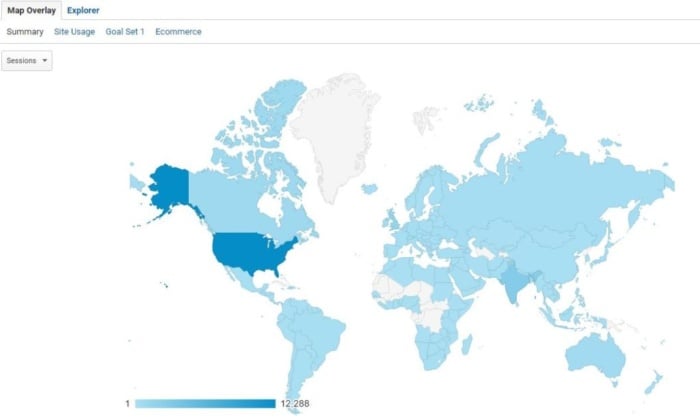 taux de rebond emplacement géographique de google analytics  